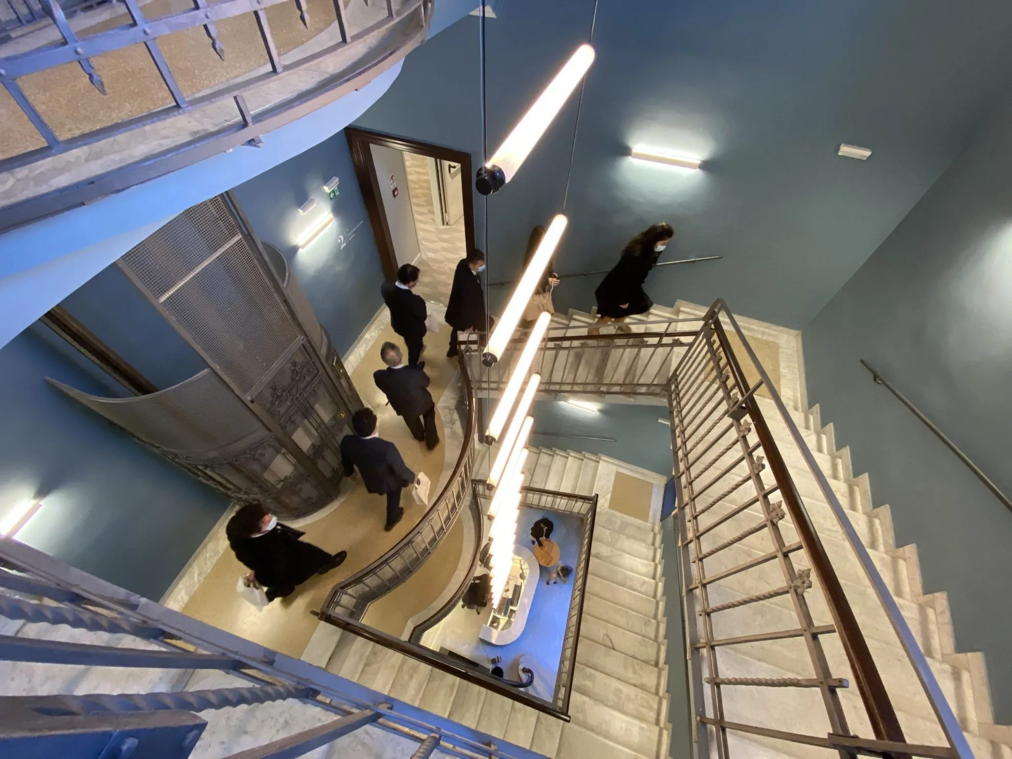 business school campus staircase